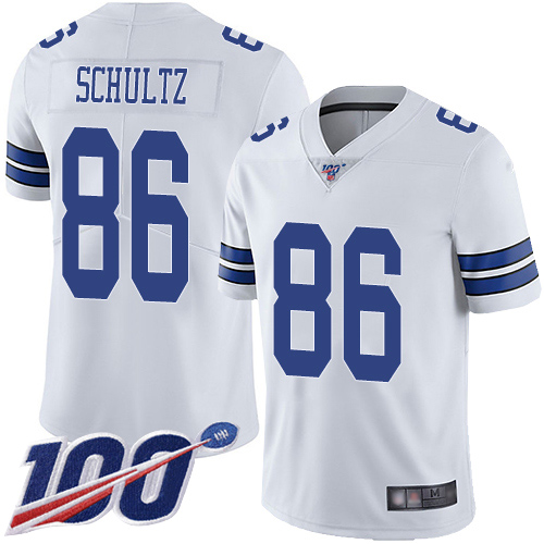 Men Dallas Cowboys Limited White Dalton Schultz Road #86 100th Season Vapor Untouchable NFL Jersey->women nfl jersey->Women Jersey